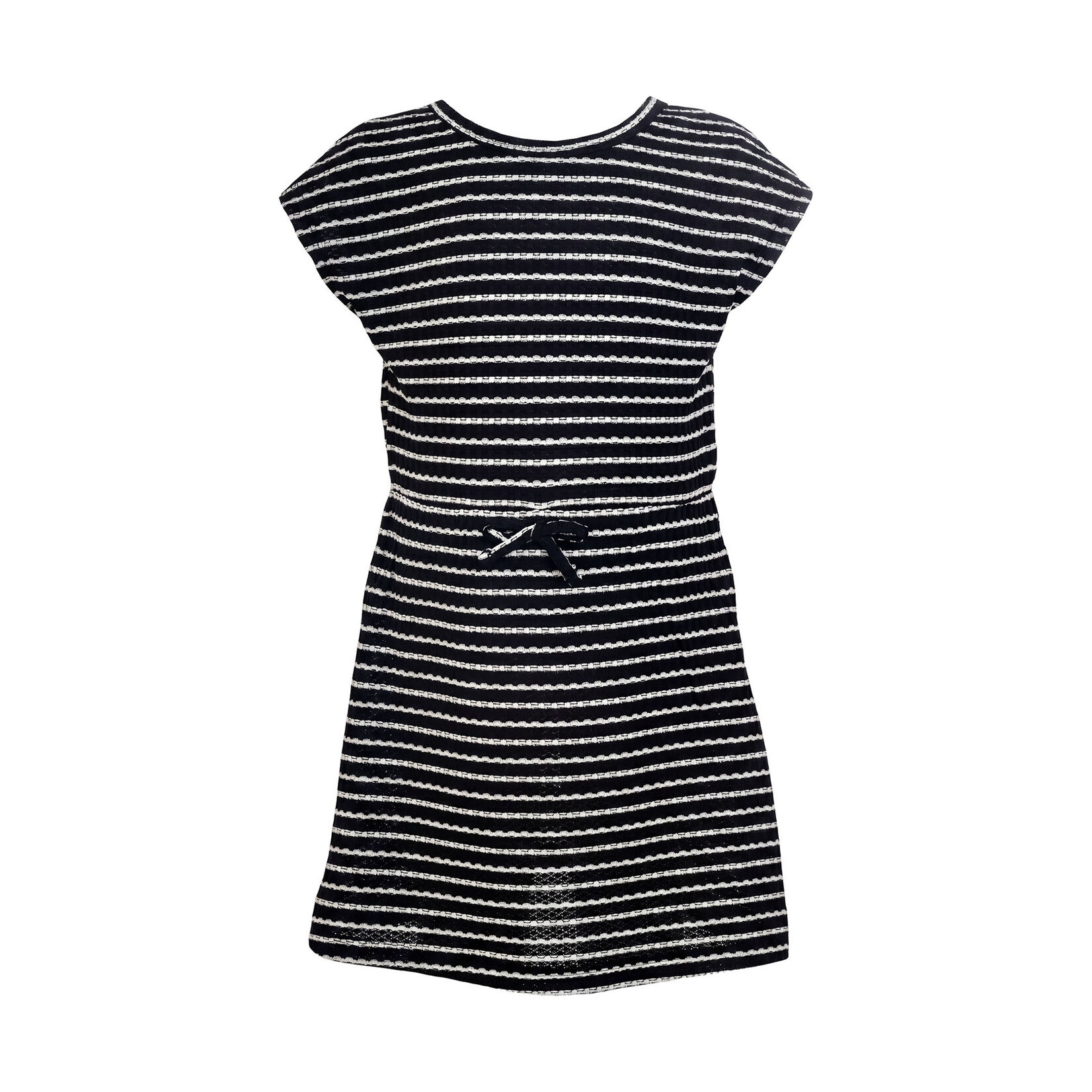 Mandarine & Co. MANDARINE & CO. - Black dress with white stripes and a bow at the waist