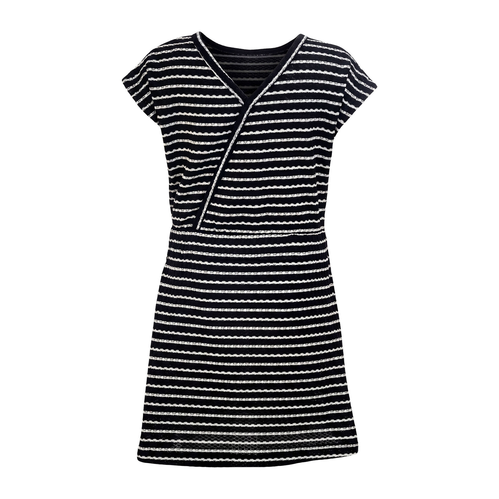 Mandarine & Co. MANDARINE & CO. - Black dress with white stripes and a bow at the waist