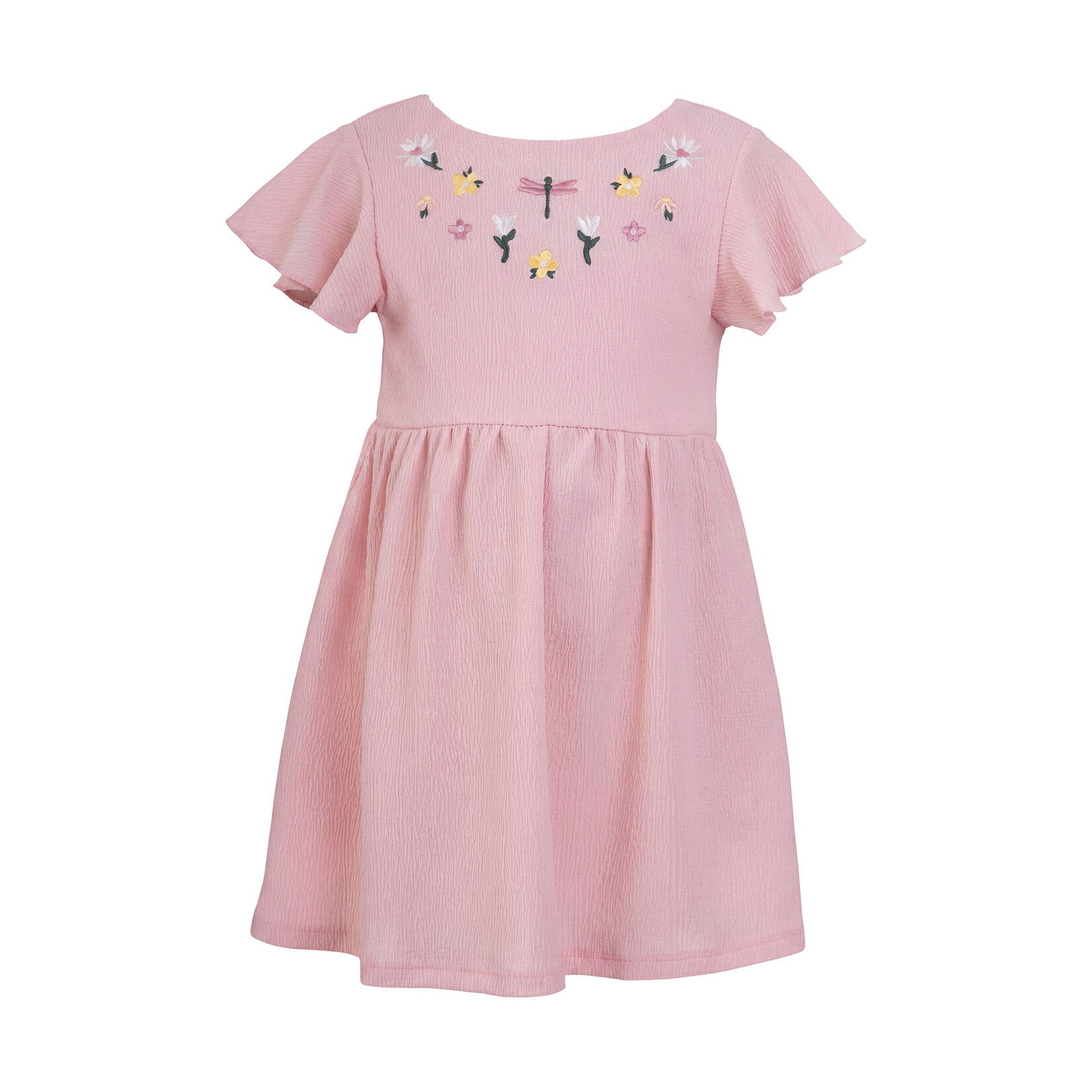 Mandarine & Co. MANDARINE & CO. - Robe rose avec broderie de fleurs et libellules