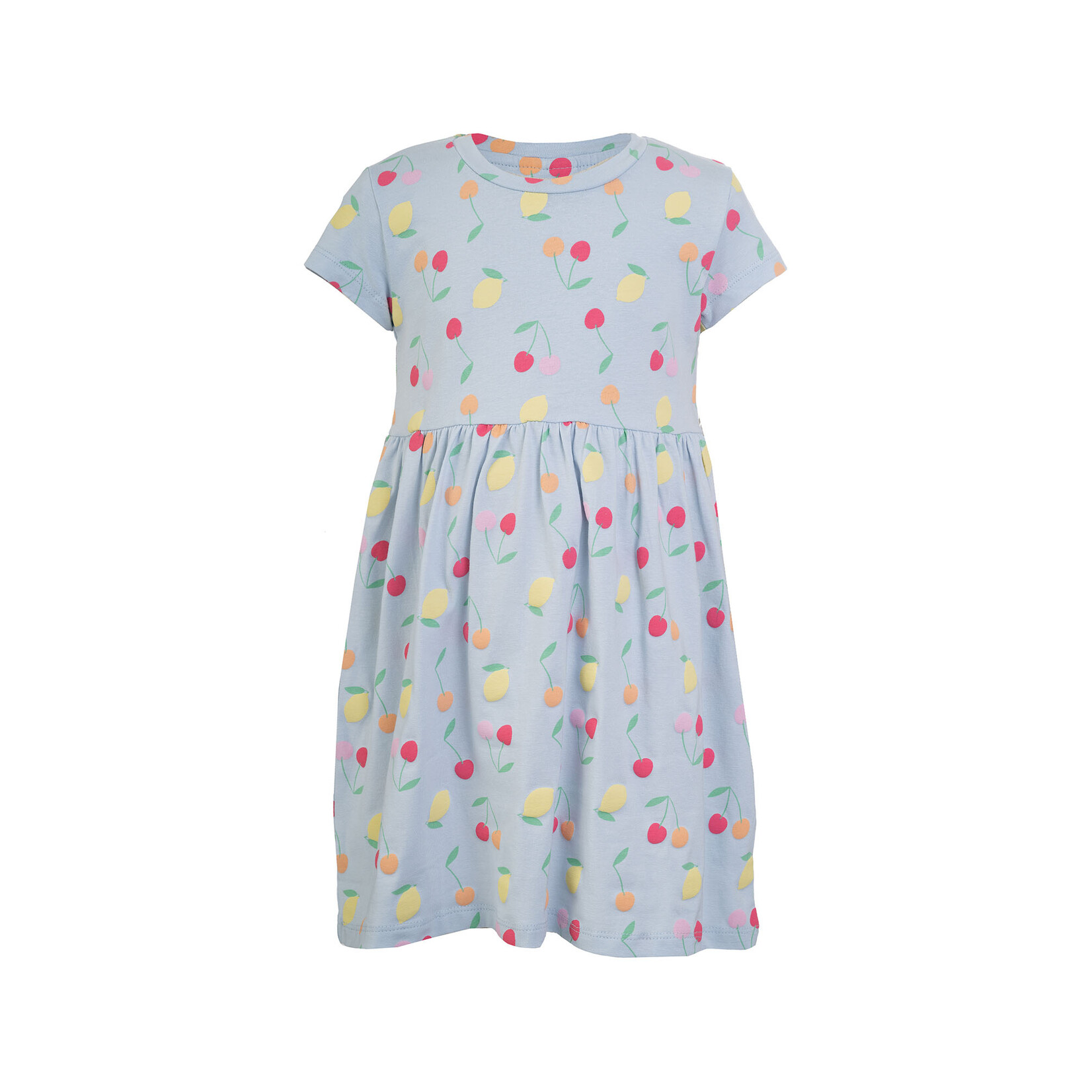 Mandarine & Co. MANDARINE & CO. - Blue dress with lemon and cherry print 'Ballad blue fruit'