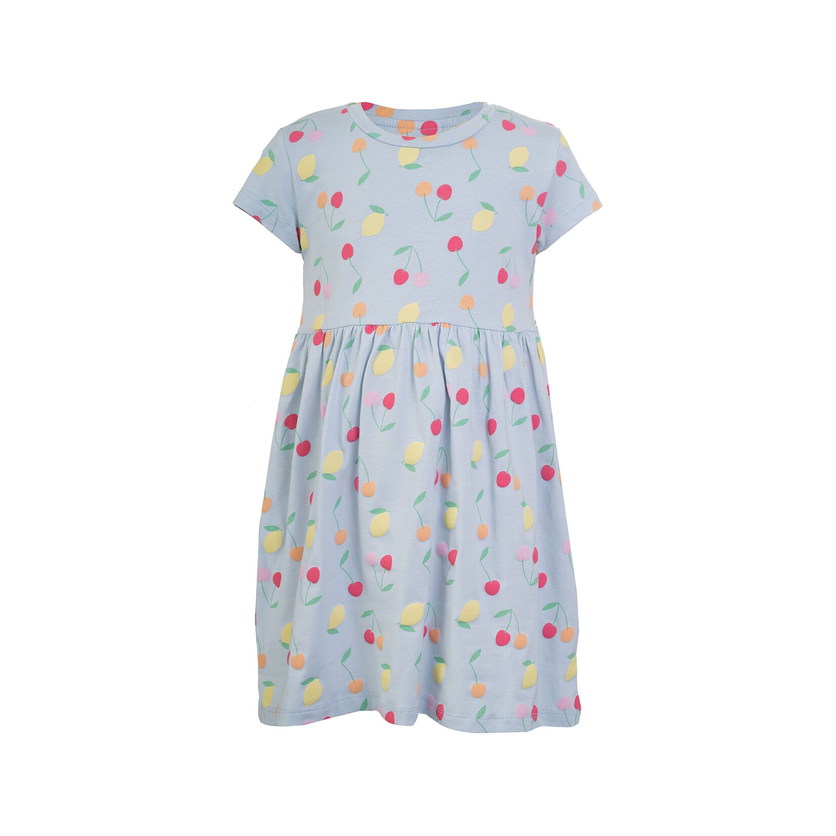 Mandarine & Co. MANDARINE & CO. - Robe bleu avec imprimé de citrons et cerises 'Ballad blue fruit