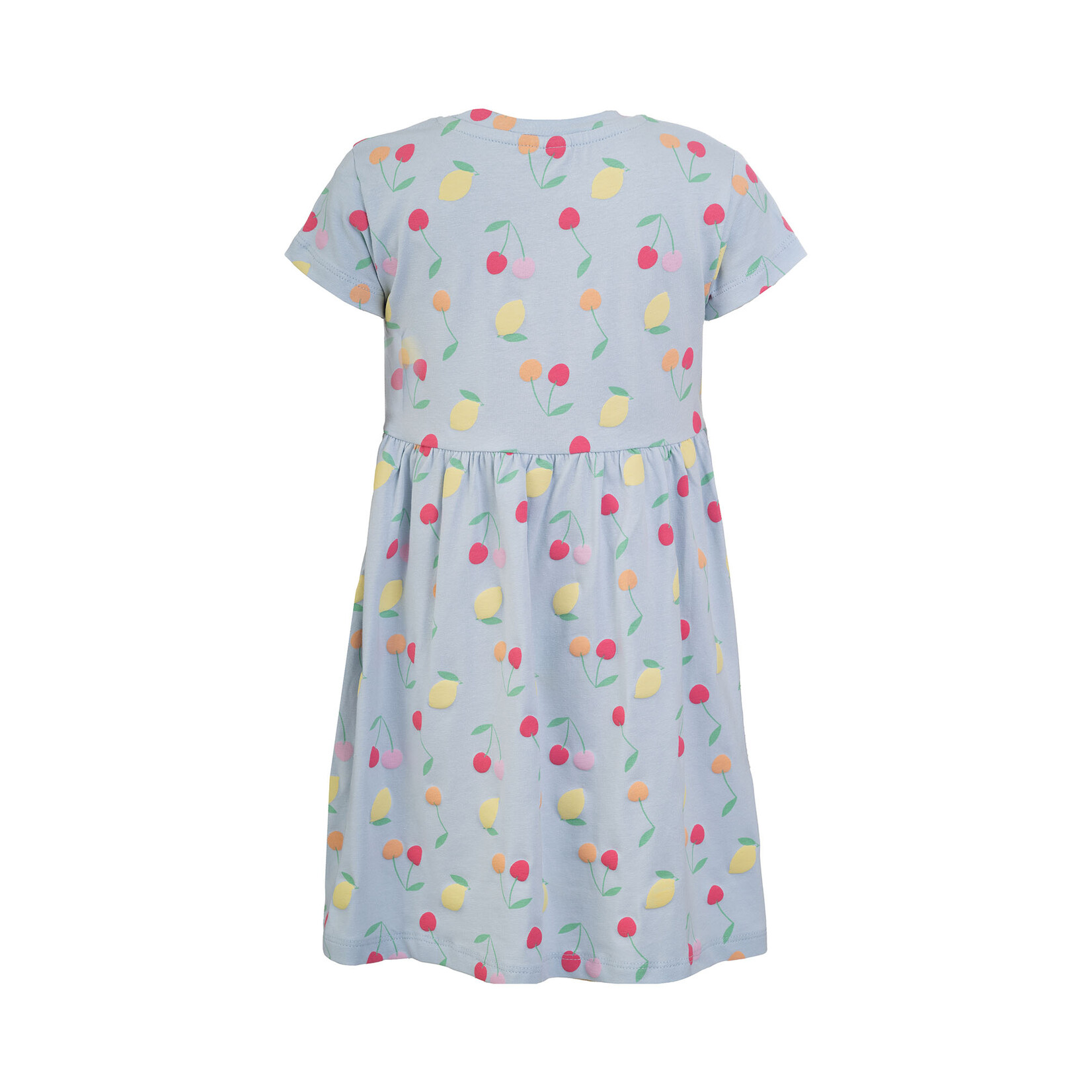 Mandarine & Co. MANDARINE & CO. - Blue dress with lemon and cherry print 'Ballad blue fruit'