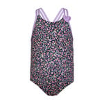 Mandarine & Co. MANDARINE & CO. - Black one-piece swimsuit with colorful floral print and lilac strap