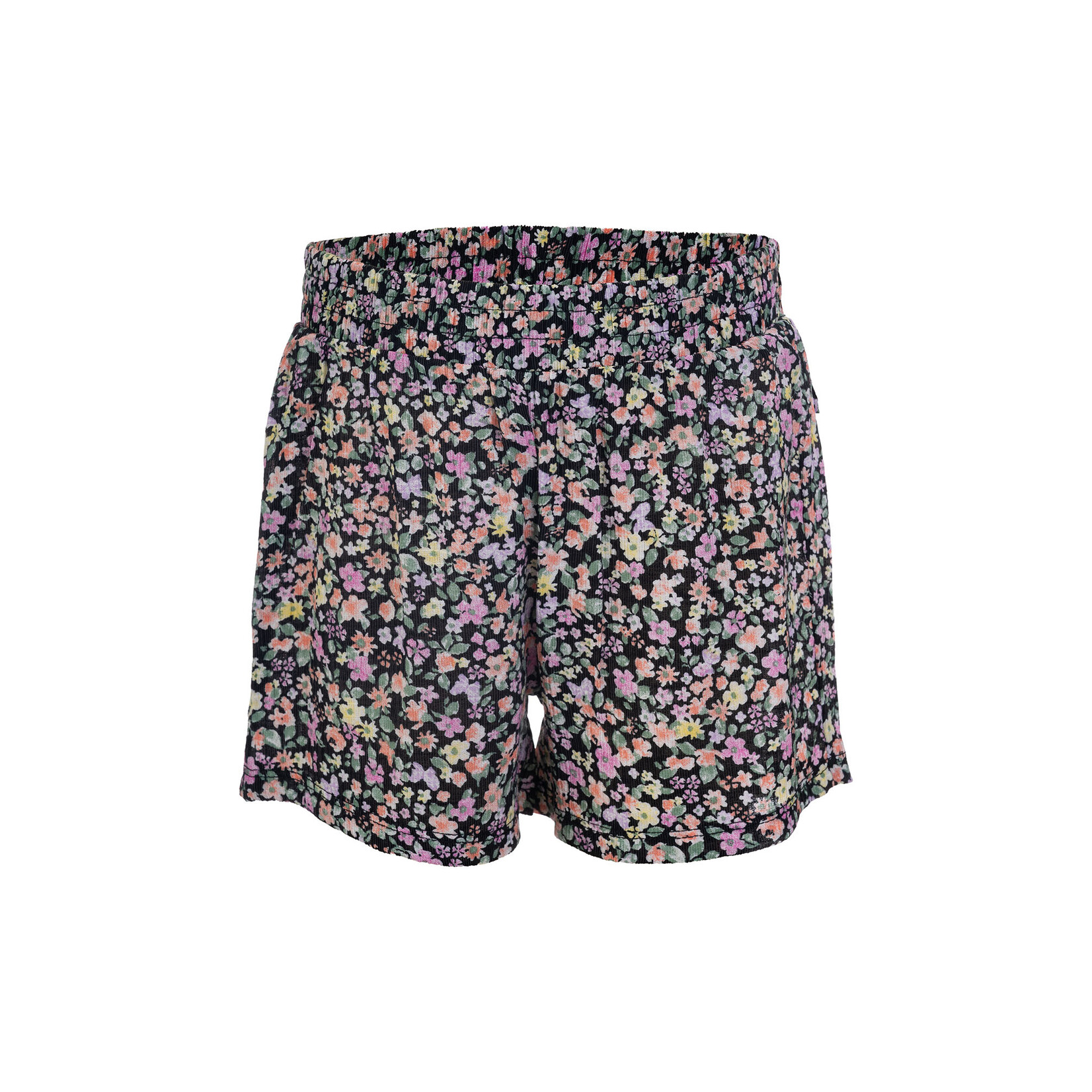 Mandarine & Co.  MANDARINE & CO. - Black flared shorts with 'Sweet Pinky' floral print'