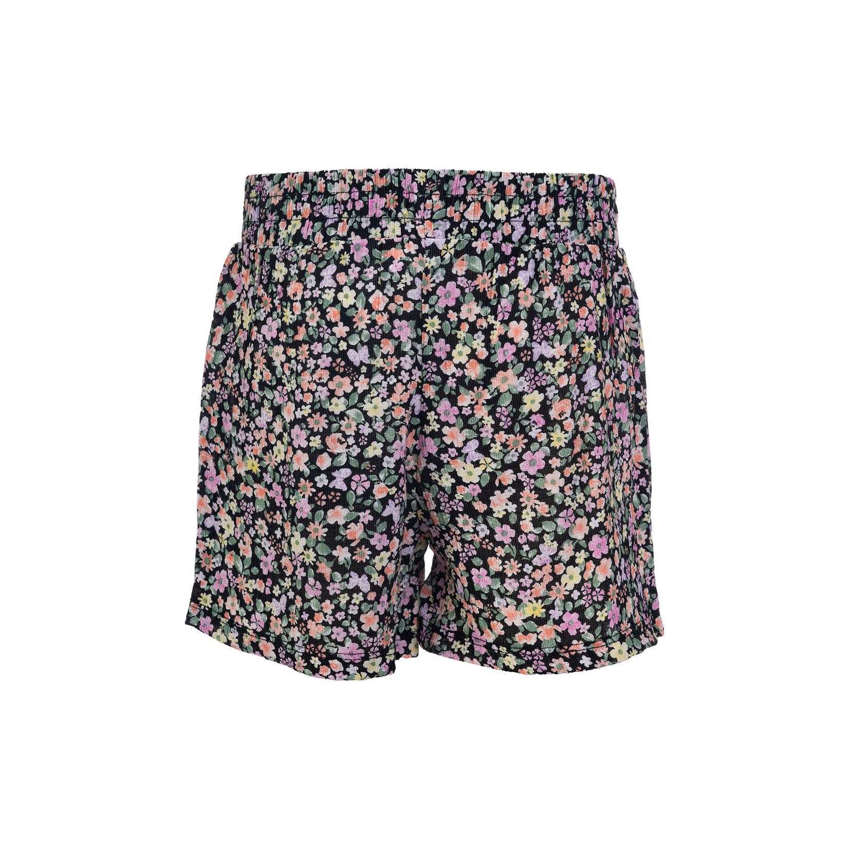 Mandarine & Co.  MANDARINE & CO. - Black flared shorts with 'Sweet Pinky' floral print'