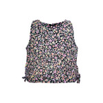 Mandarine & Co. MANDARINE & CO. - Camisole noire avec imprimé fleuri et des boucles sur les côtées