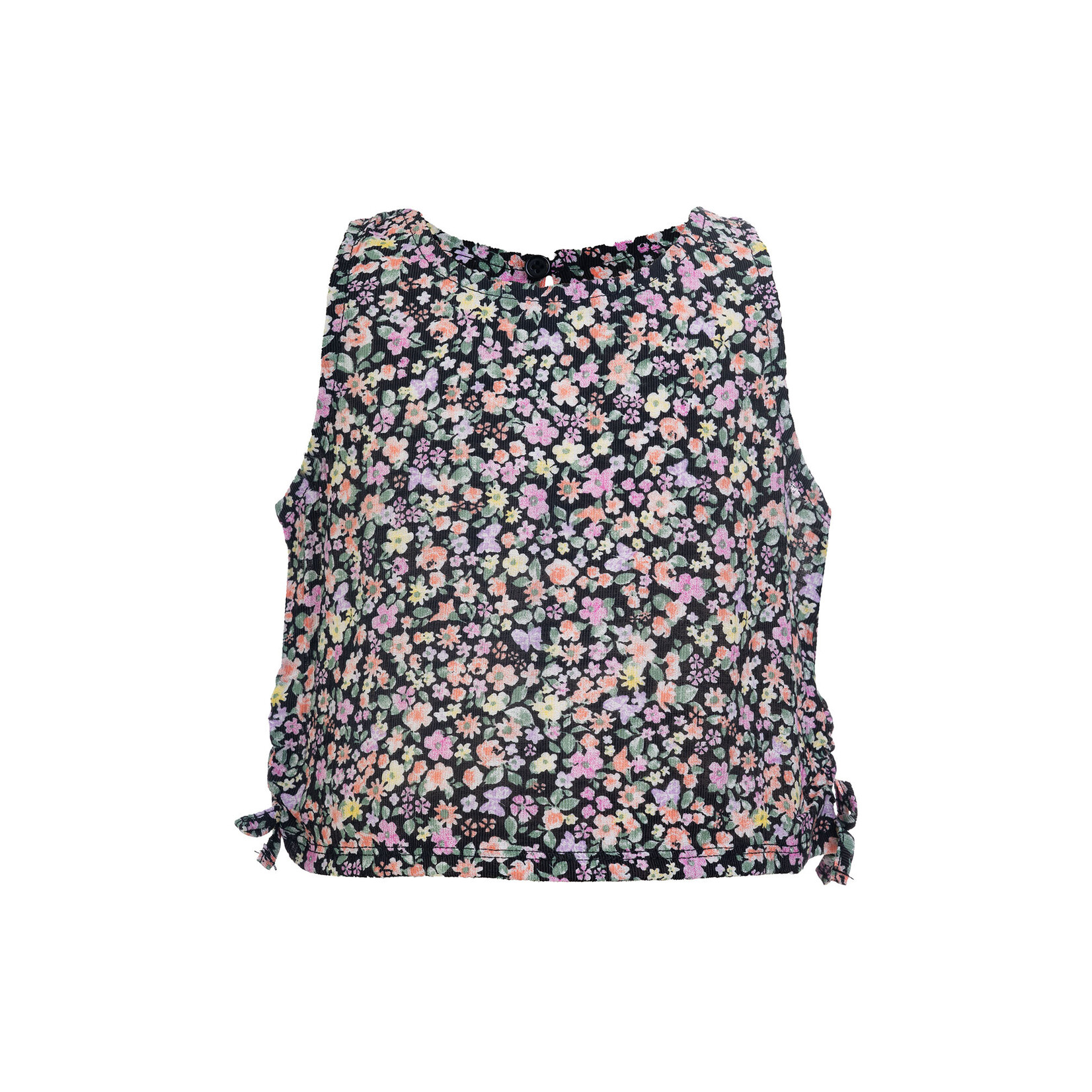 Mandarine & Co. MANDARINE & CO. - Black camisole with floral print and side buckles
