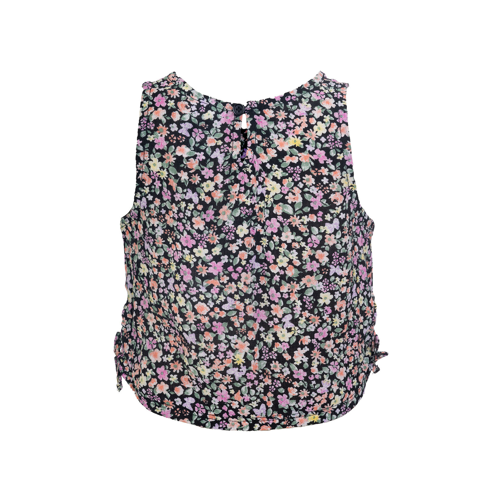 Mandarine & Co. MANDARINE & CO. - Black camisole with floral print and side buckles