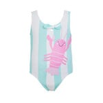 Mandarine & Co. MANDARINE & CO. - Maillot de bain une-pièce ligné blanc et turquoise avec imprimé d'homard