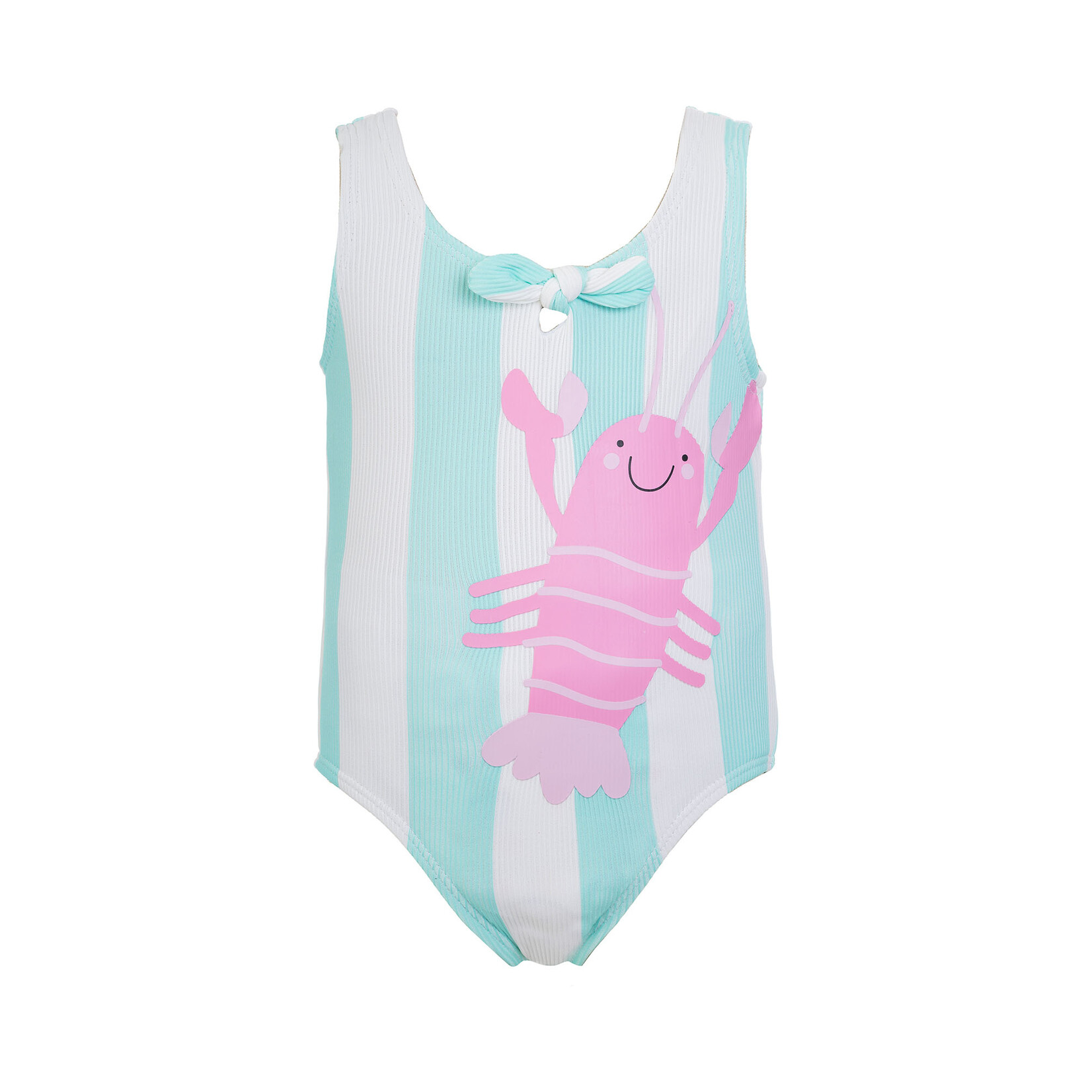 Mandarine & Co. MANDARINE & CO. - One-piece striped bathing suit with lobster print