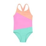 Color Kids COLORKIDS - Maillot une pièce style colorblock orange, rose et bleu menthe