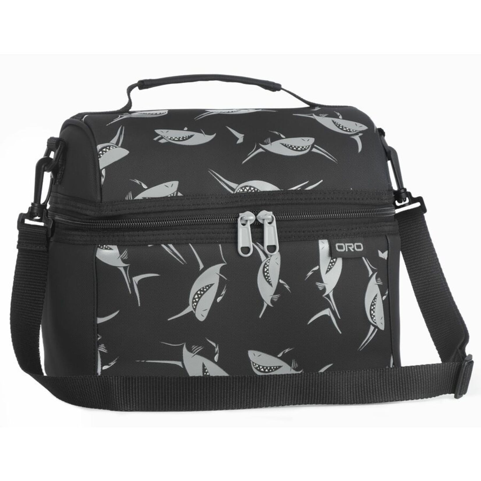 GEOCAN GEOCAN- ORO dome-shaped lunch box - Black with shark print