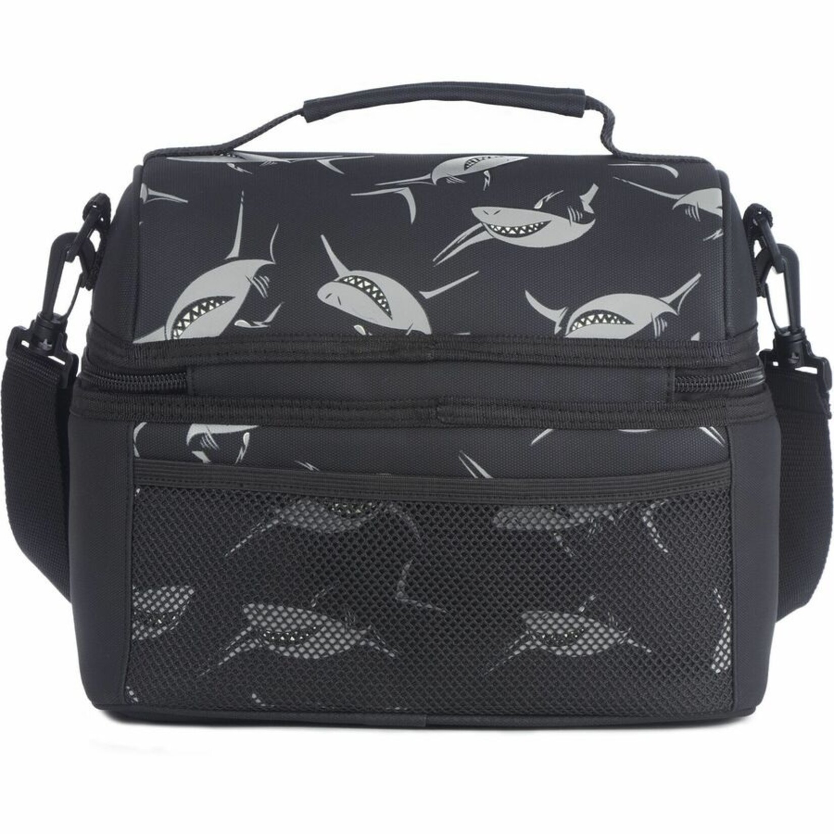 GEOCAN GEOCAN- Boite à lunch format dôme ORO - Noir avec imprimé de requins