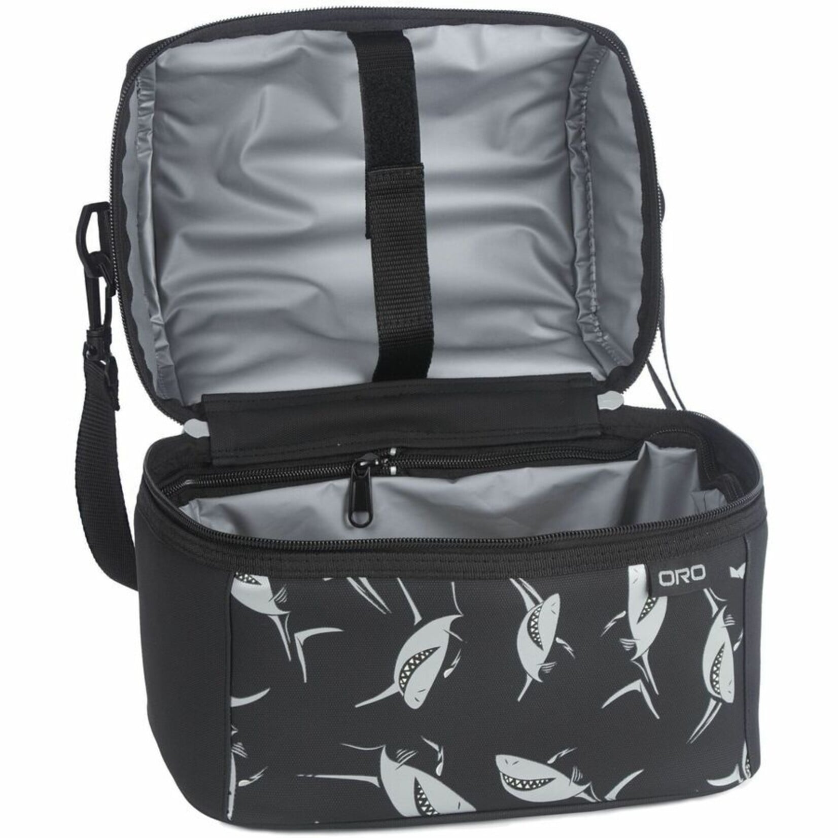 GEOCAN GEOCAN- ORO dome-shaped lunch box - Black with shark print