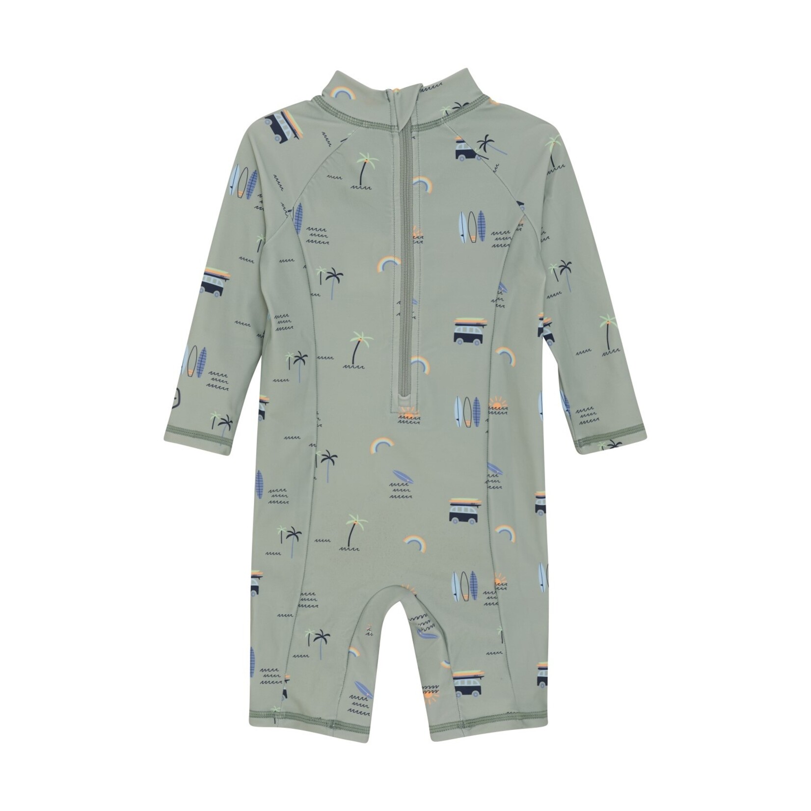 Color Kids COLORKIDS - Pale green one-piece swimsuit with surf print