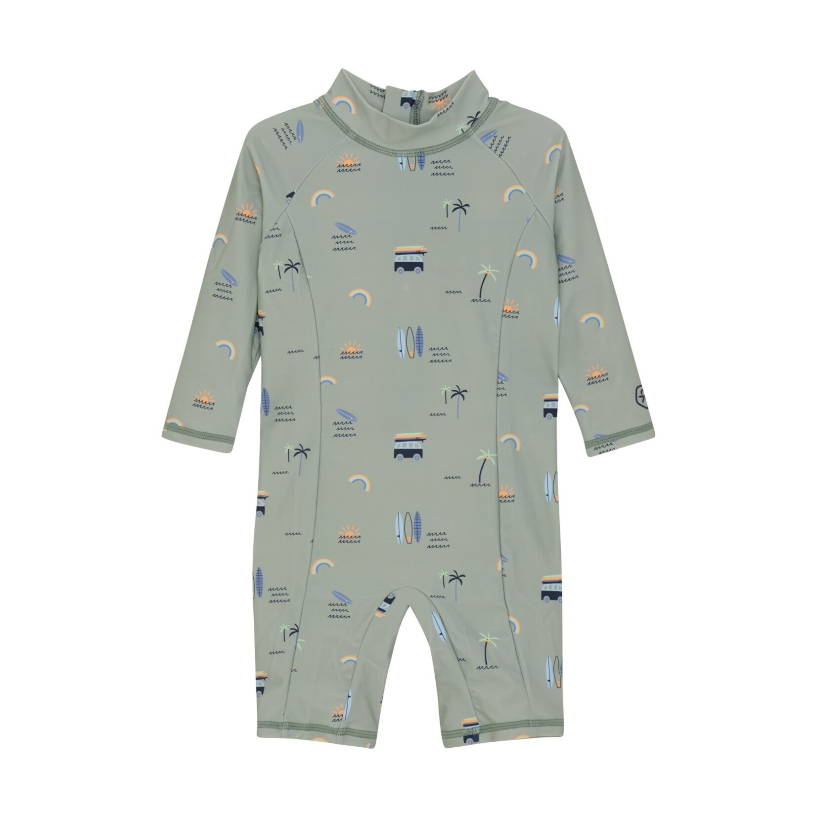 Color Kids COLORKIDS - Pale green one-piece swimsuit with surf print