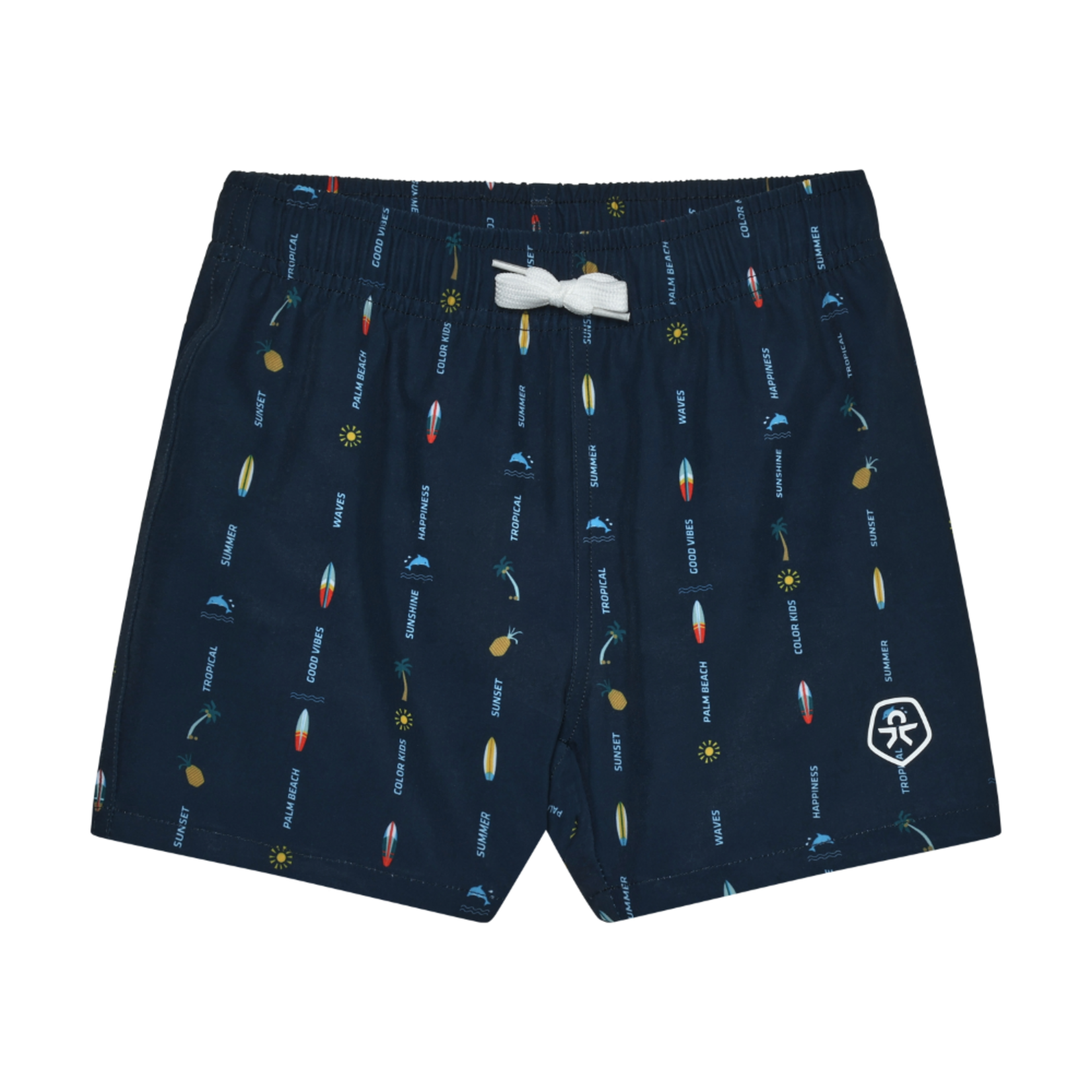 Color Kids COLORKIDS - Short de maillot bleu marine avec motifs de plage
