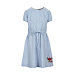 CREAMIE - Robe blanche à rayures bleus et corde à la taille