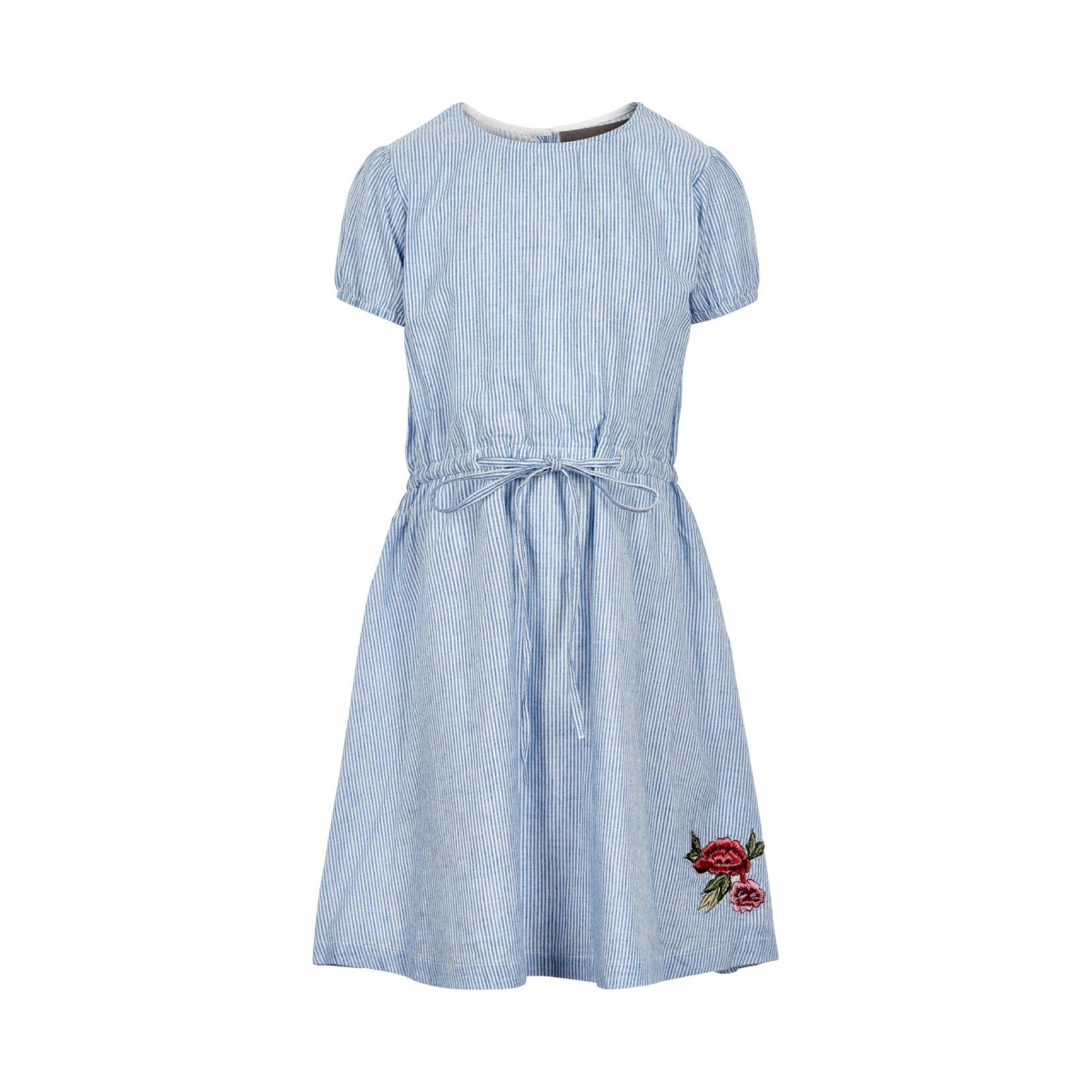 CREAMIE - Robe blanche à rayures bleus et corde à la taille