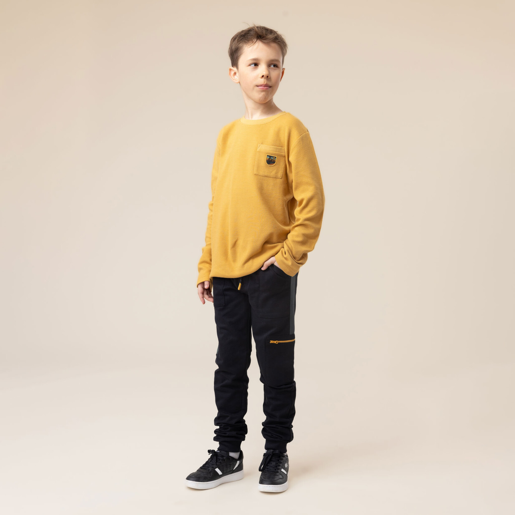 Nanö NANÖ - T-shirt jaune à manches longues en jersey ottoman 'Plein gaz!'