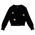 Nanö NANÖ - Black knitted cardigan with floral embroidery 'Au Galop!'