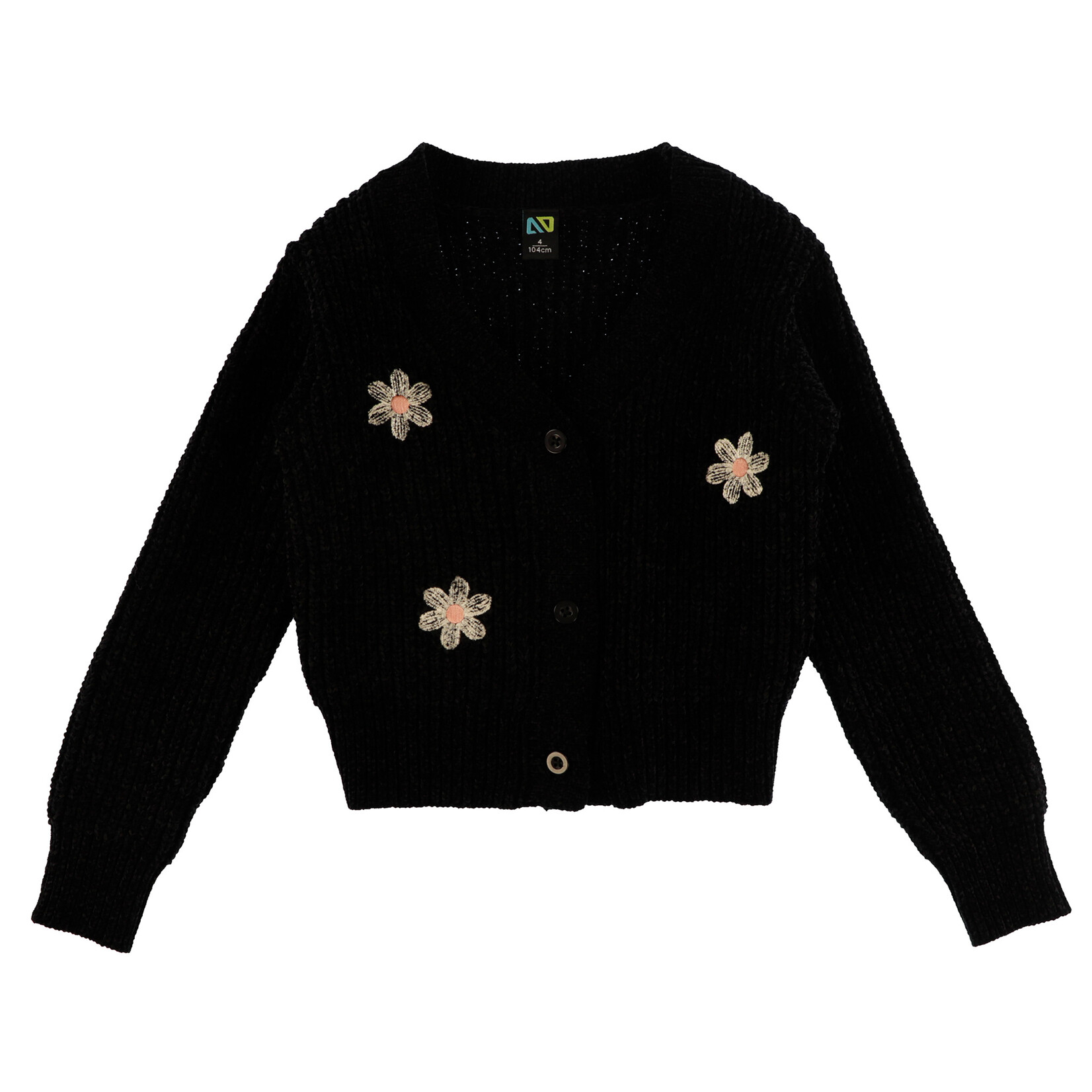 Nanö NANÖ - Cardigan en tricot noir avec broderies de fleurs 'Au Galop!'
