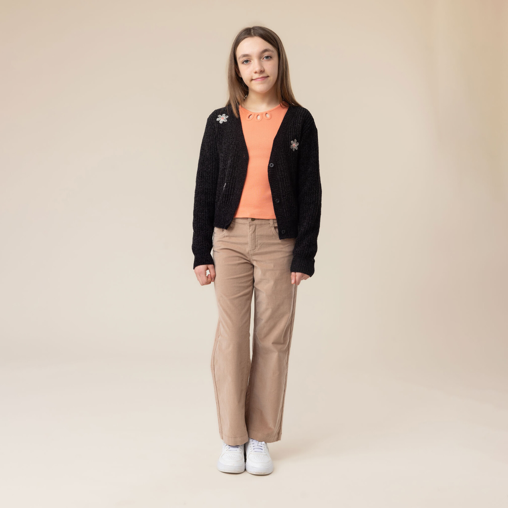 Nanö NANÖ - Cardigan en tricot noir avec broderies de fleurs 'Au Galop!'