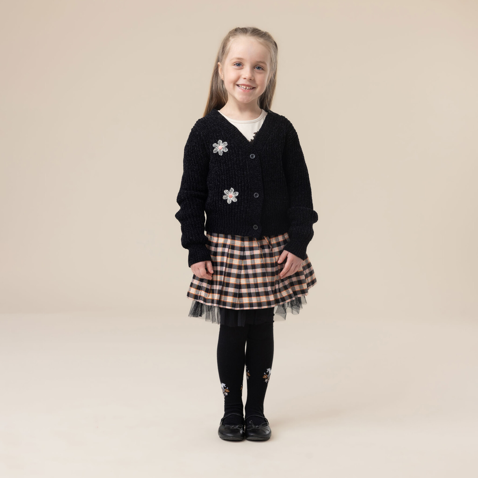 Nanö NANÖ - Cardigan en tricot noir avec broderies de fleurs 'Au Galop!'