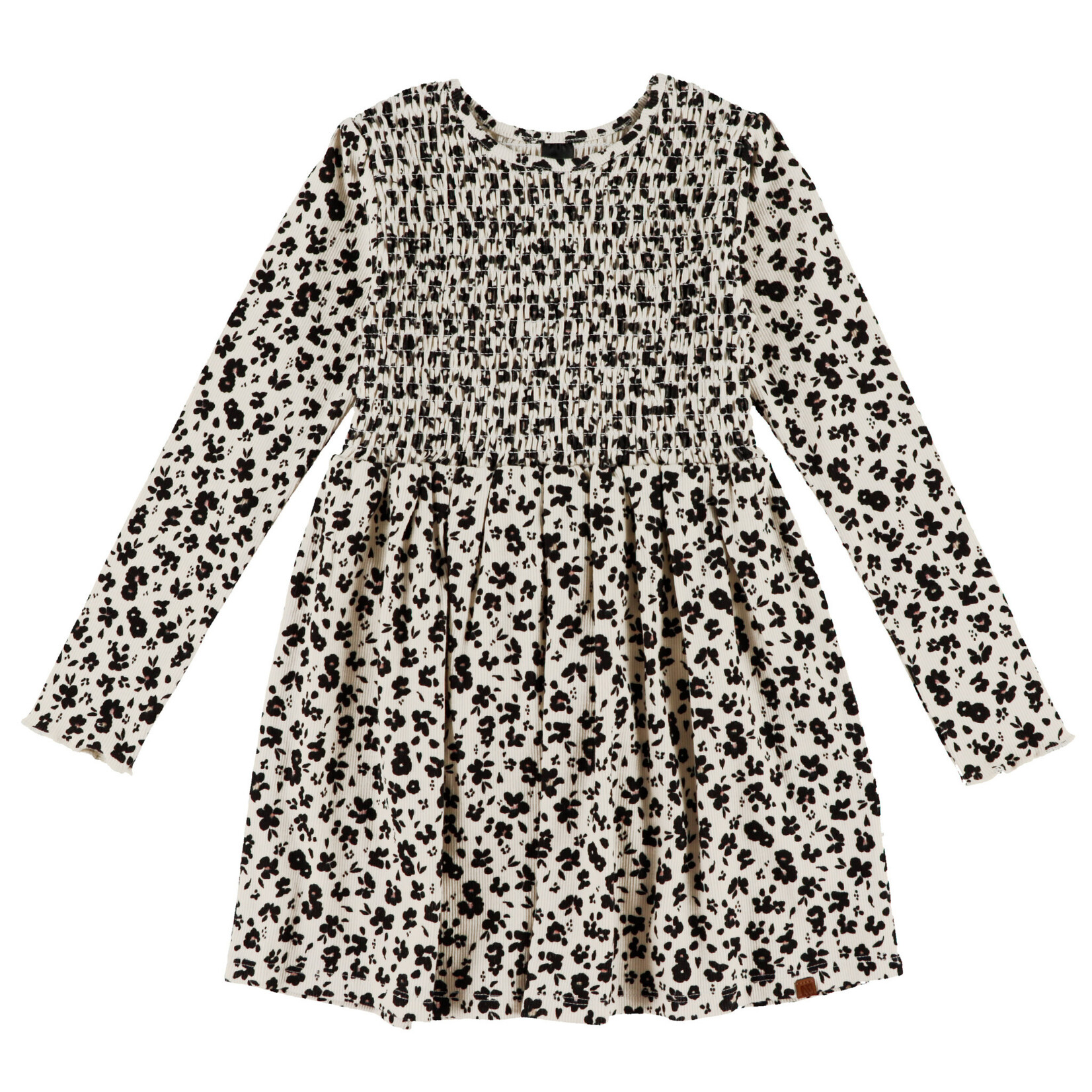 Nanö NANÖ - Robe ivoire à manches longues avec haut en nid d'abeille et motifs de fleurs 'Au Galop!'