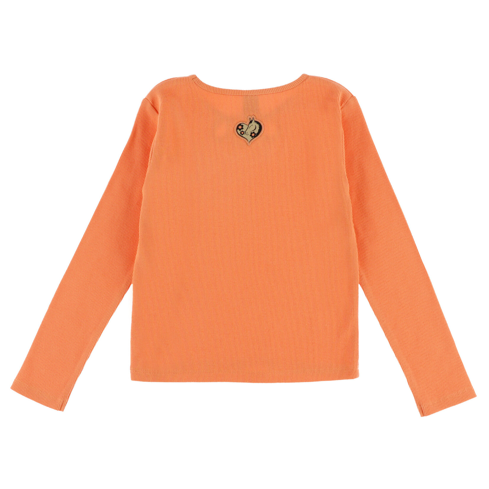 Nanö NANÖ - Coral ribbed long-sleeved T-shirt with collar detail and embroidery 'Au Galop!'