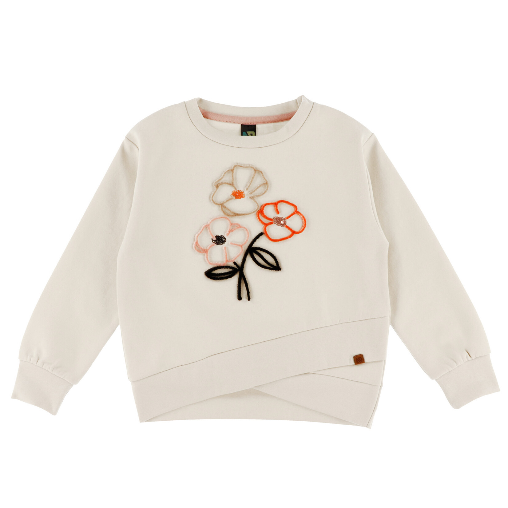 Nanö NANÖ - Ivory long-sleeved sweater with a bouquet of flowers on the front 'Au Galop!'