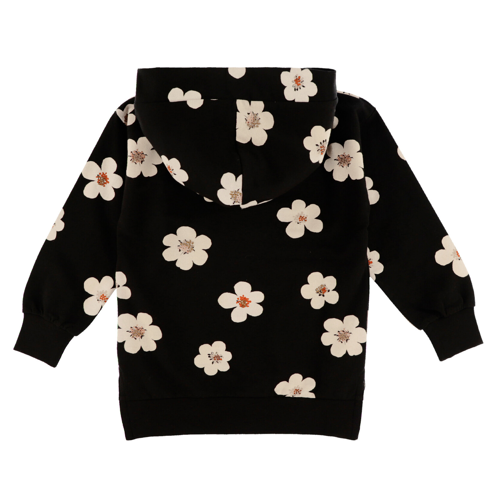 Nanö NANÖ - Tunique noire à manches longues avec capuchon et imprimé de fleurs blanches 'Au Galop!'