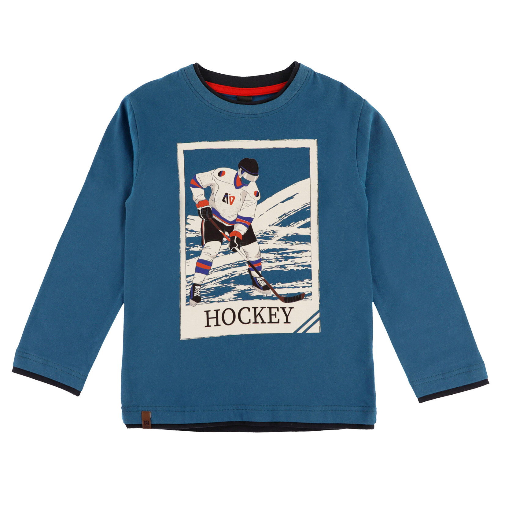 Nanö NANÖ - T-shirt bleu à manches longues avec imprimé d'un joueur d'hockey 'Esprit sportif'