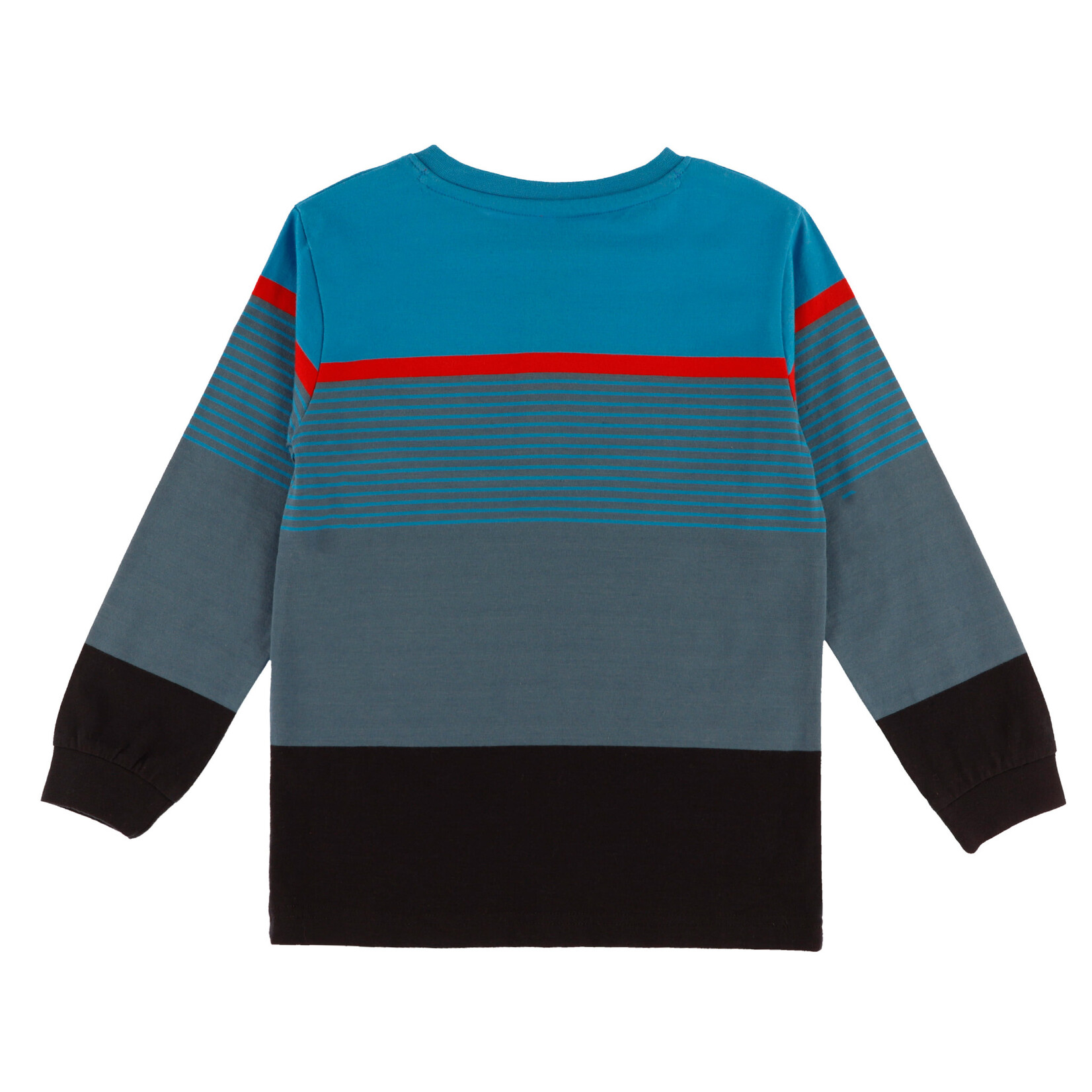 Nanö NANÖ - T-shirt bleu à manches longues avec rayures et boutons au-devant 'Esprit sportif'