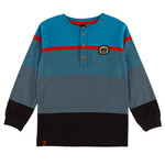 Nanö NANÖ - Blue long-sleeved T-shirt with stripes and buttons on the front 'Esprit sportif'