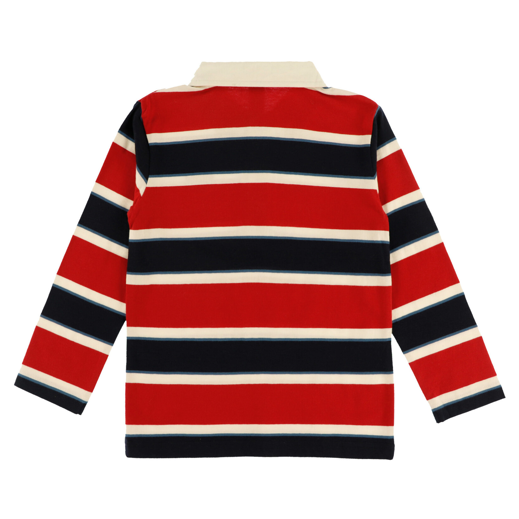 Nanö NANÖ - Chandail/polo manches longues rouge avec rayures blanches et bleues 'Esprit sportif'