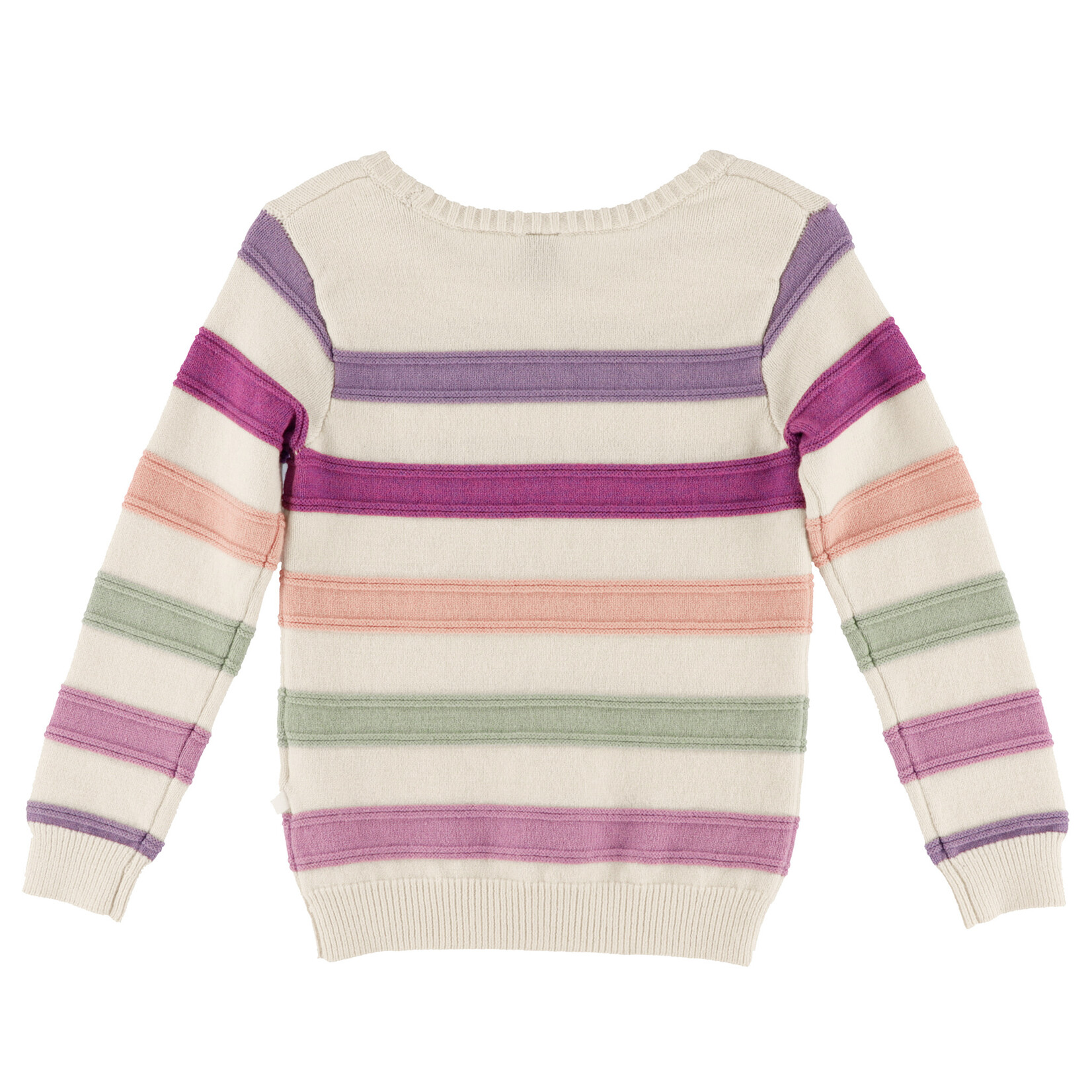 Nanö NANÖ - Ivory knit sweater with colorful stripes 'Bonne Journée'