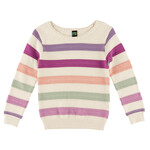 Nanö NANÖ - Ivory knit sweater with colorful stripes 'Bonne Journée'