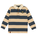 Nanö NANÖ - White long-sleeved polo shirt with blue stripes  'Exploration du nord!'