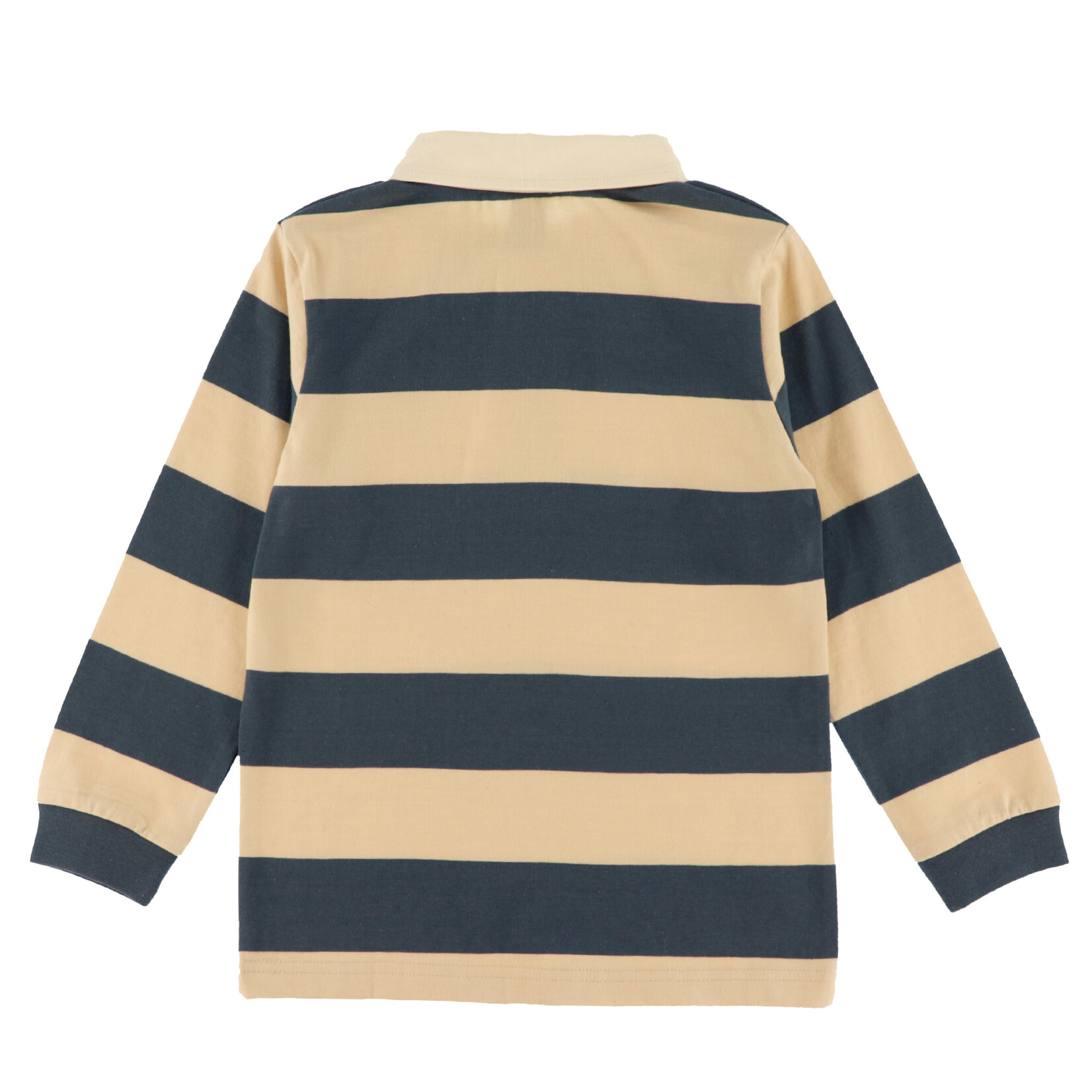 Nanö NANÖ - White long-sleeved polo shirt with blue stripes  'Exploration du nord!'