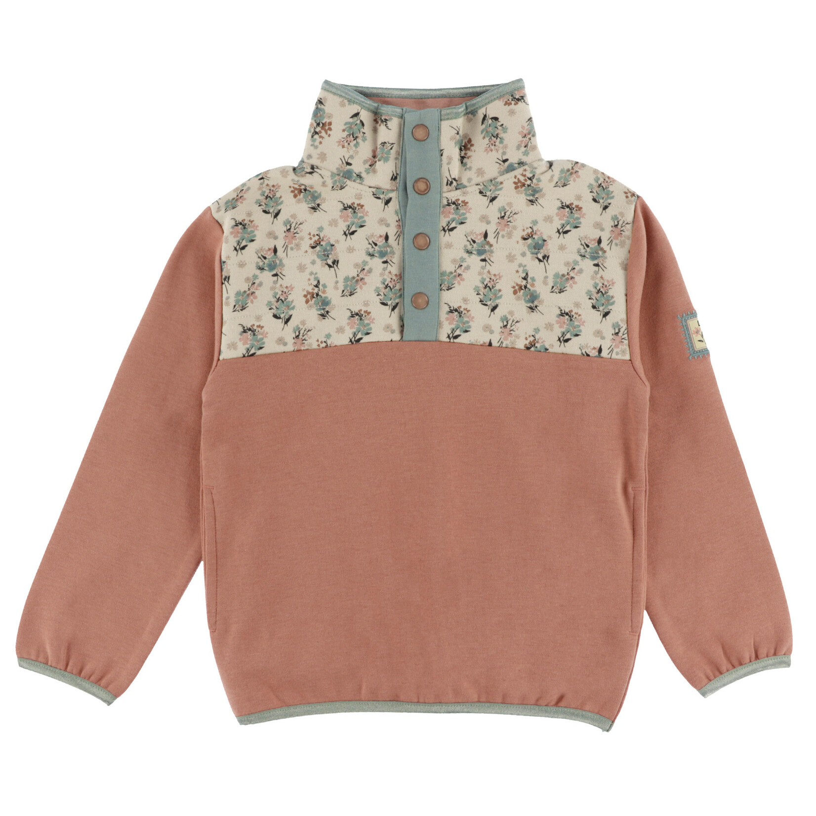 Nanö NANÖ - Chandail en coton ouaté rose avec imprimé de fleurs 'Journée en Fleurs'