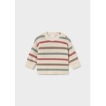 Mayoral MAYORAL - Chandail de style pull en tricot beige avec rayures bleues, rouges et brunes
