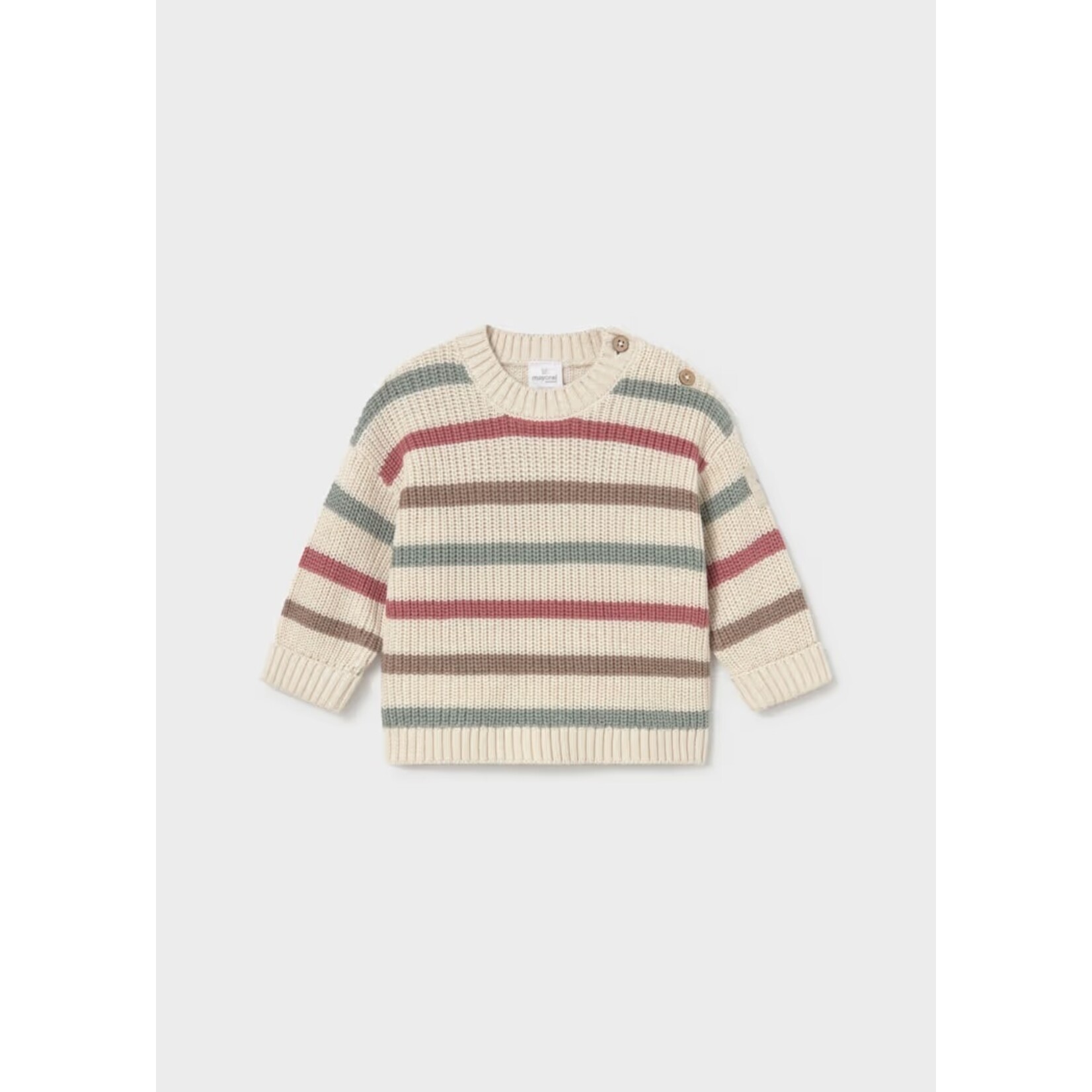 Mayoral MAYORAL - Chandail de style pull en tricot beige avec rayures bleues, rouges et brunes
