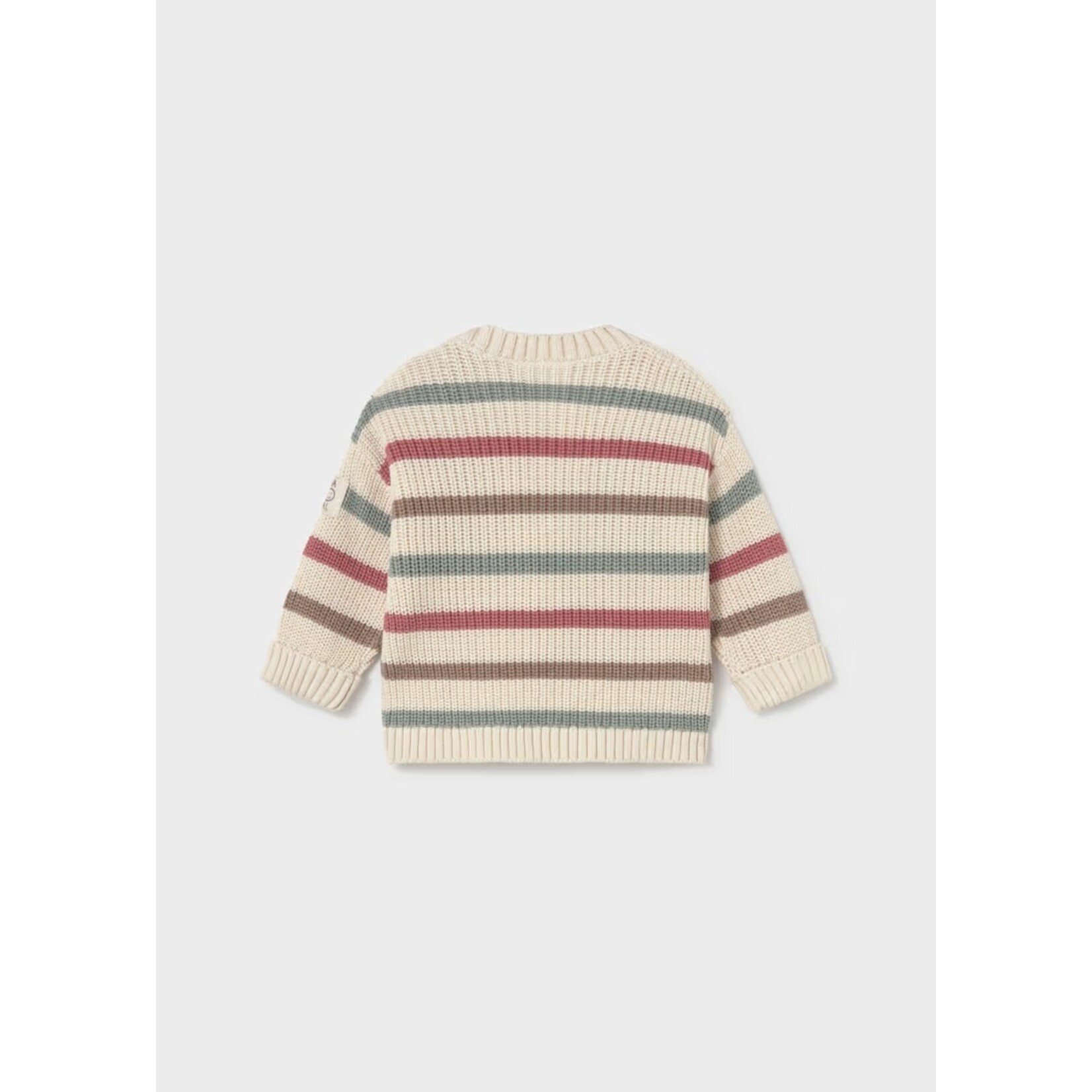 Mayoral MAYORAL - Chandail de style pull en tricot beige avec rayures bleues, rouges et brunes
