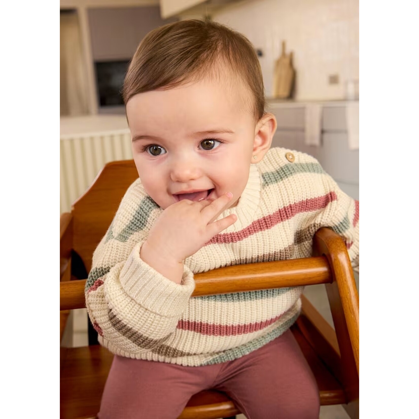 Mayoral MAYORAL - Beige knit sweater style with blue, red and brown stripes