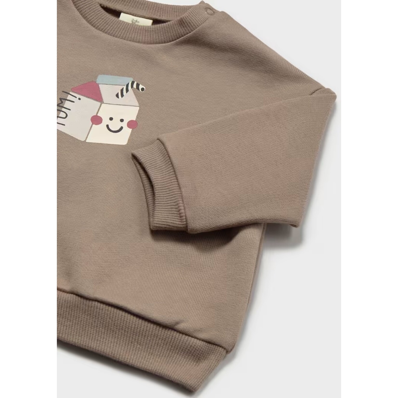 Mayoral MAYORAL - Brown pullover style sweater with a 'YUM!' straw cup print