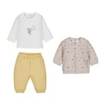 Mayoral MAYORAL - Ensemble 3 pièces - t-shirt blanc à manches longues et imprimé d'éléphant, pantalon jaune et veste beige chiné à motifs d'étoiles