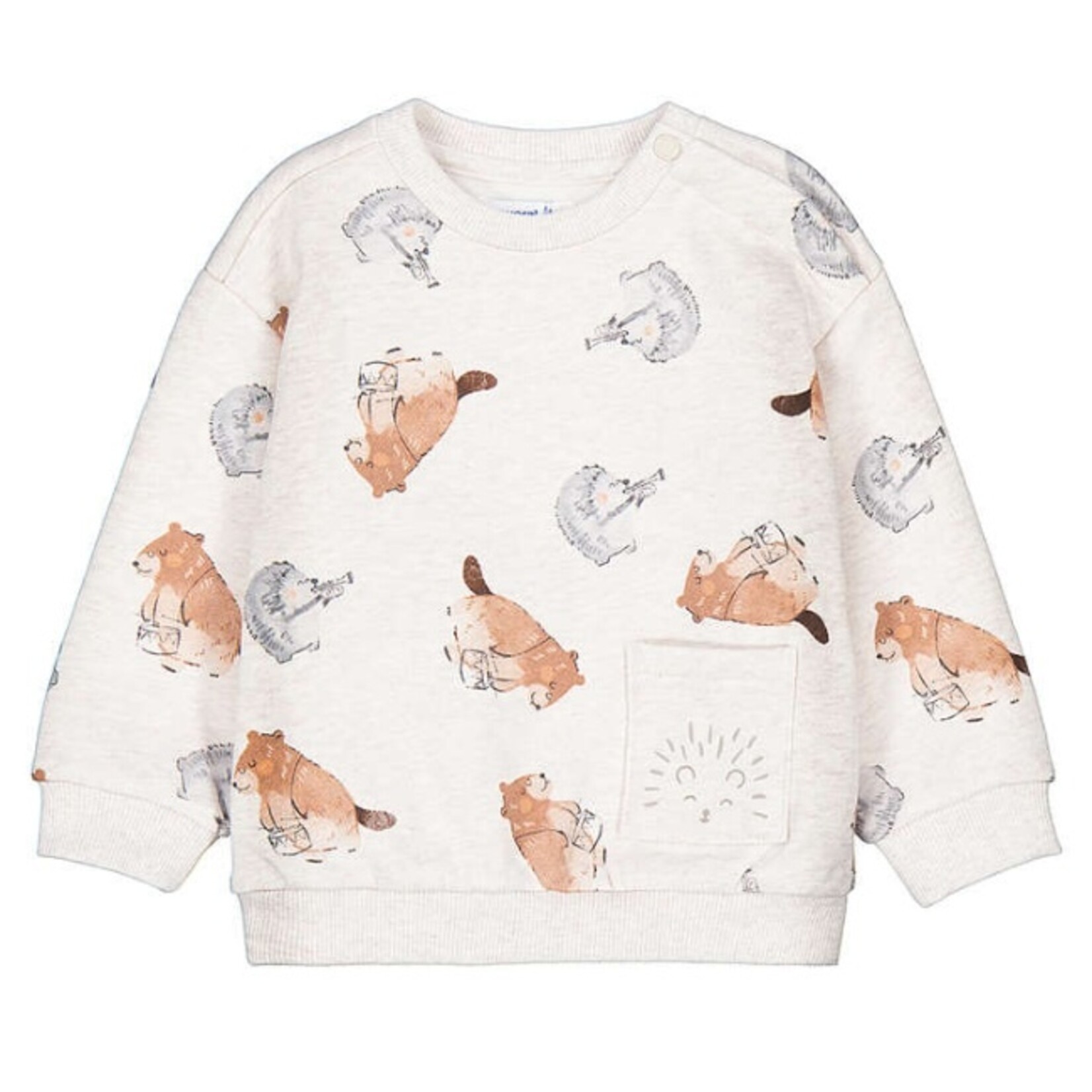 Mayoral MAYORAL - Chandail de style pull beige avec imprimé d'animaux musiciens