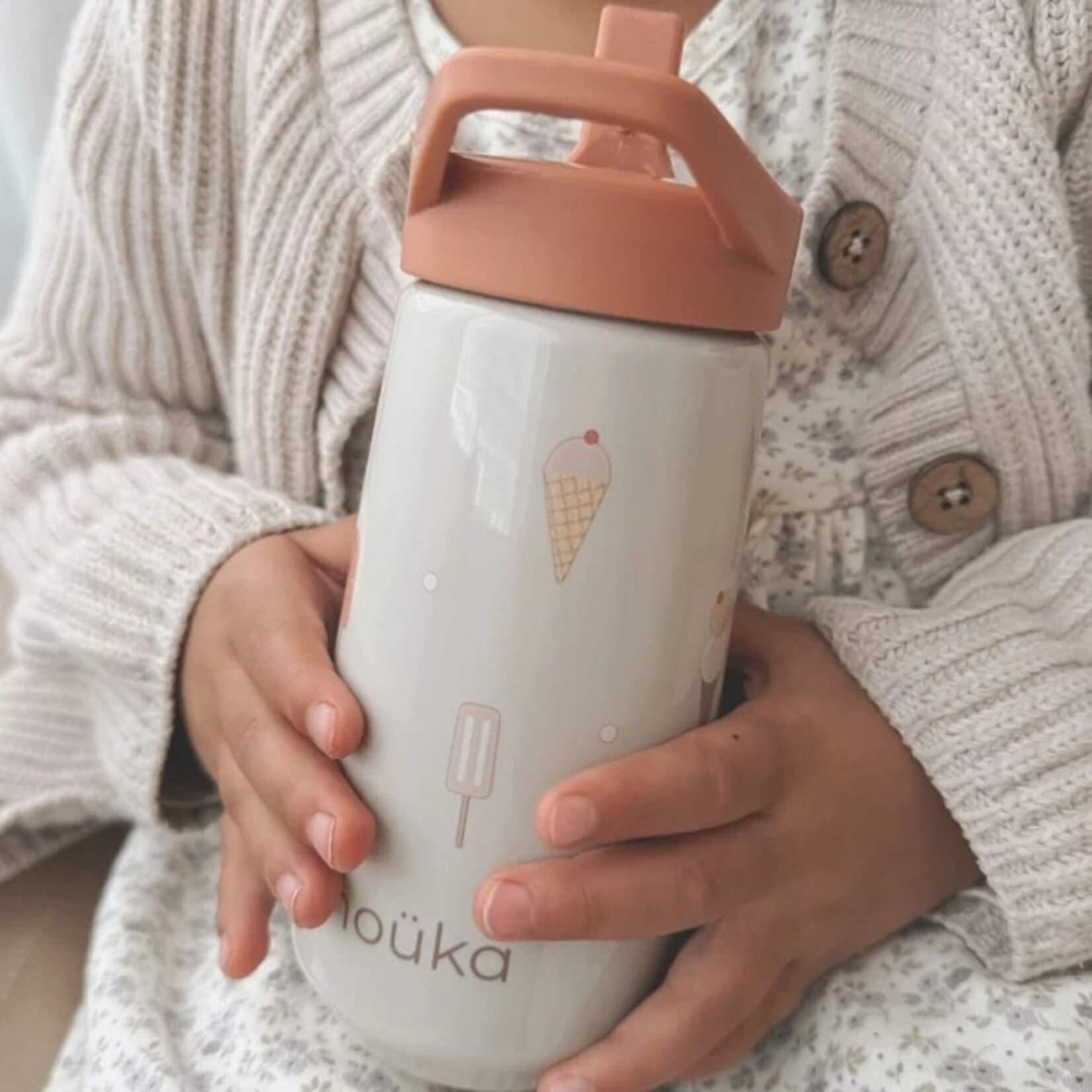 Noüka NOÜKA - Gourde avec paille à rabat 14 Oz - Ice Cream