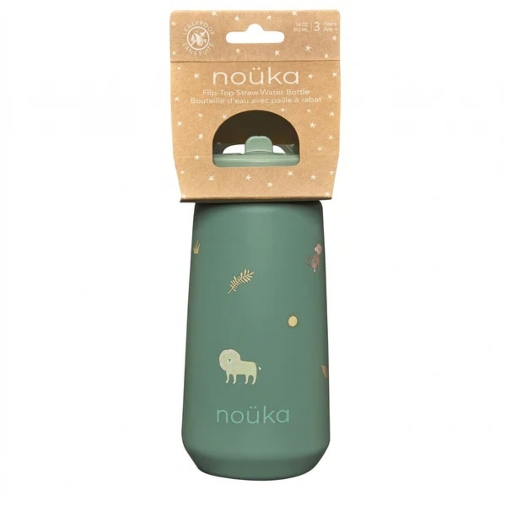 Noüka NOÜKA - Gourde avec paille à rabat 14 Oz - Safari